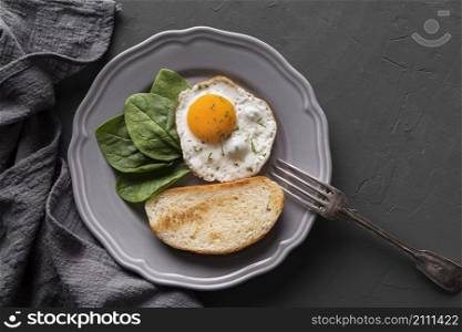 plate with fried egg bread