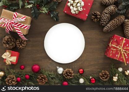 plate with gift boxes table. Resolution and high quality beautiful photo. plate with gift boxes table. High quality and resolution beautiful photo concept