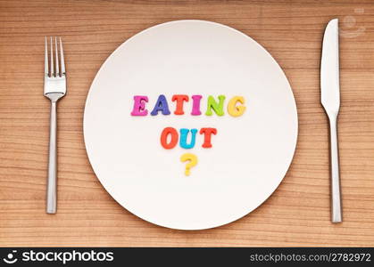 Plate with letters on the white background