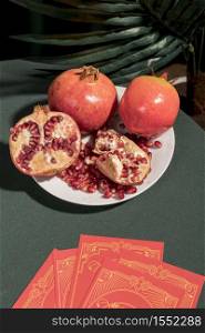 plate with pomegranates tarot cards