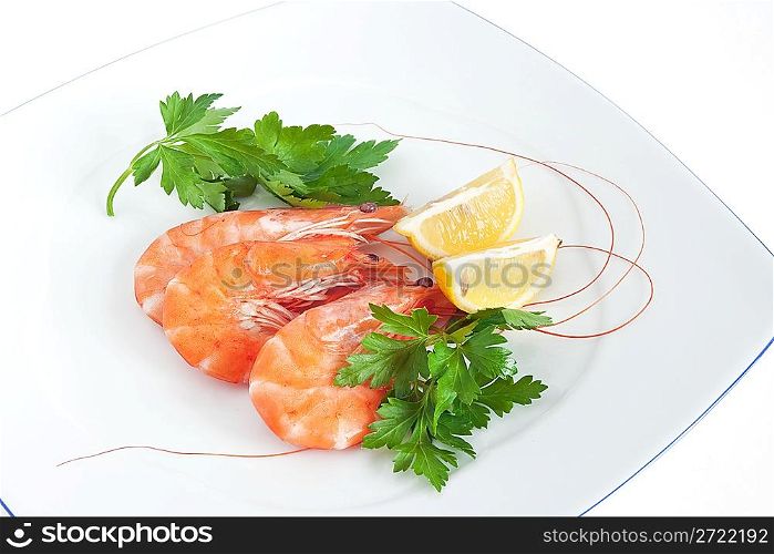 plate with shrimps