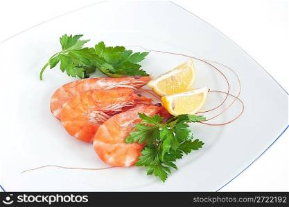 plate with shrimps