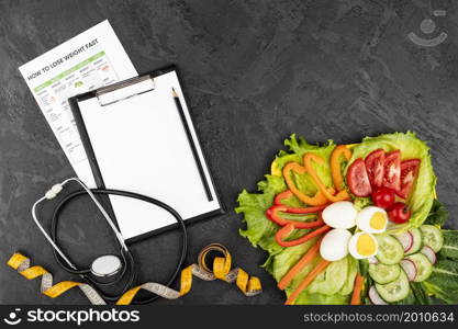 plateau healthy food with clipboard