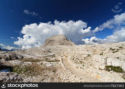 plateau in Pale di San Martino Dolomites and Rosetta peak