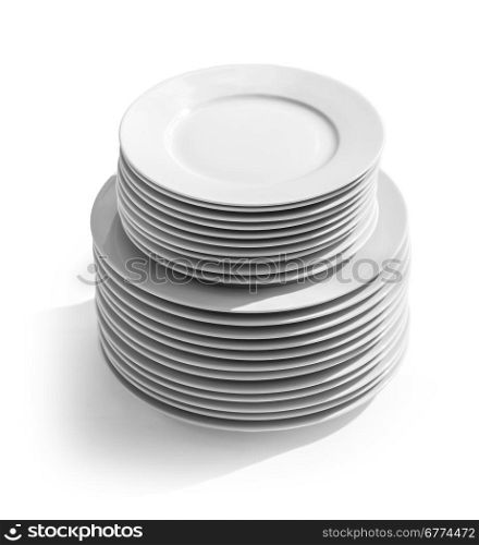 plates stack isolated on white background with clipping path