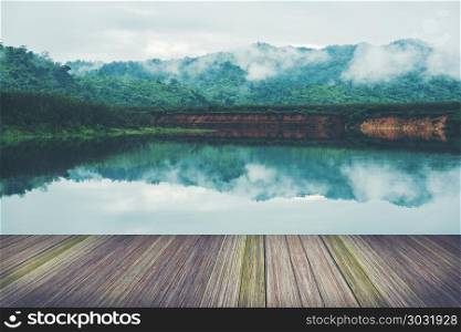 platform beside lake, Tropical Rain forests in Thailand