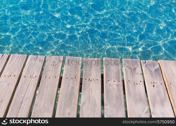 Platja de Alcudia beach pier in Mallorca Majorca at Balearic islands of Spain