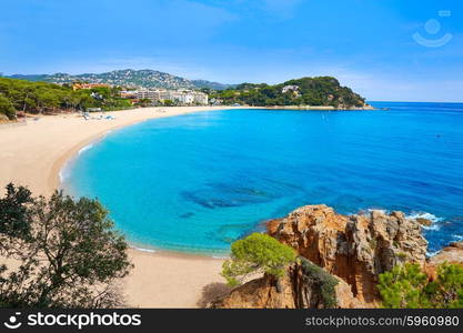 Platja Fenals Fanals Beach in Lloret de Mar at Costa Brava of Catalonia Girona Spain