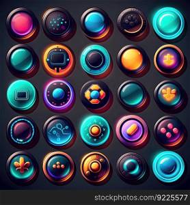 play round game button ai generated. colorful glossy, frame banner, design play round game button illustration. play round game button ai generated
