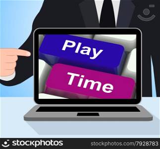 Play Time Computer Showing Playing And Entertainment For Children