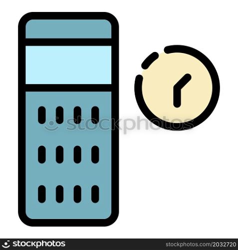 Play time smart speaker icon. Outline play time smart speaker vector icon color flat isolated. Play time smart speaker icon color outline vector