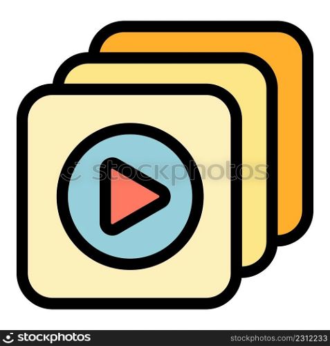 Play videos icon. Outline play videos vector icon color flat isolated. Play videos icon color outline vector