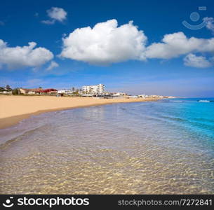 Playa de la Mata beach in Torrevieja of Alicante in Spain at Costa Blanca