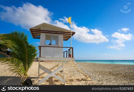 Playa del Carmen beach baywatch tower in Riviera Maya Cancun Mexico
