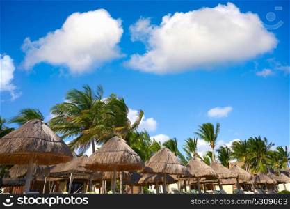 Playa del Carmen beach sunroofs in Riviera Maya Caribbean at Mayan Mexico