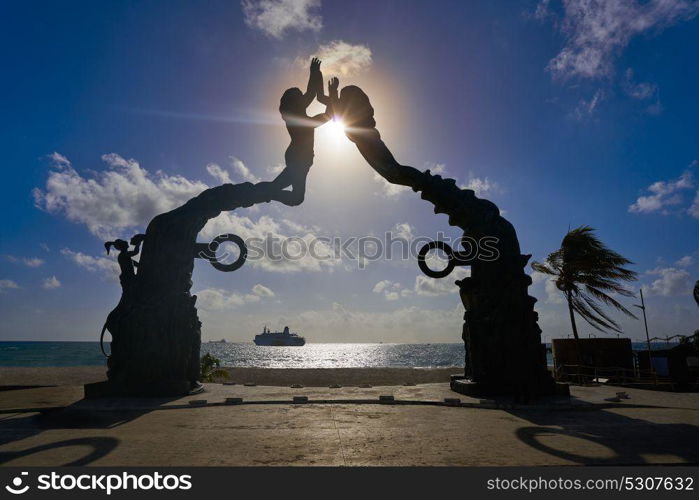 Playa del Carmen Portal Maya sculpture in Mexico Mayan riviera