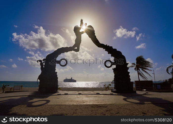 Playa del Carmen Portal Maya sculpture in Mexico Mayan riviera