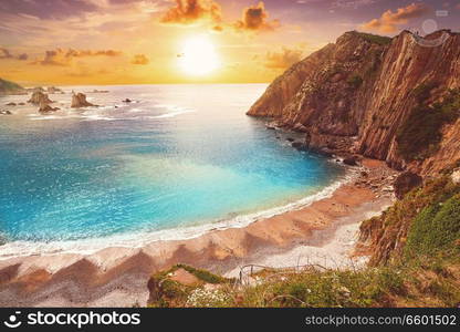 Playa del Silencio in Cudillero Asturias from Spain