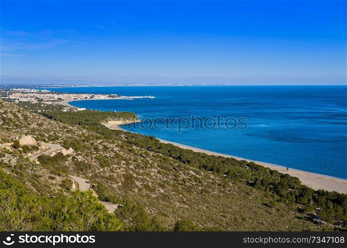 Playa Illot del Torn Hospitalet del Infant beach in Costa dorada of Tarragona Catalonia L&rsquo;ametlla