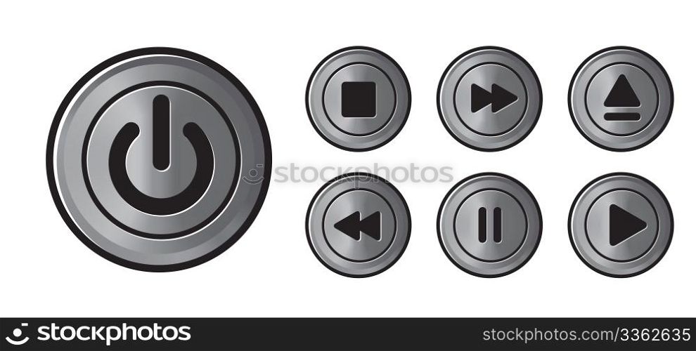 Player icons metall buttons vector