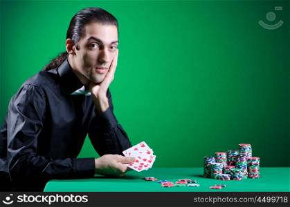 Player in casino and chips