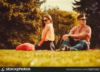 Playful girl with her man. . Love romance relationship dating leisure concept. Playful girl with her man. Young lady with boyfriend in park.