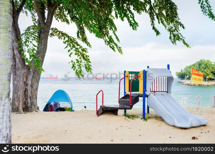 Playground against of sea