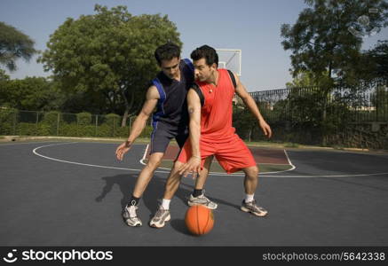 Playing basketball