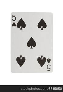 Playing card (five) isolated on a white background