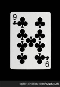 Playing card (nine) isolated on a black background