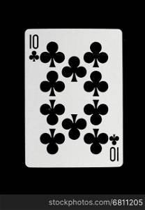 Playing card (ten) isolated on a black background