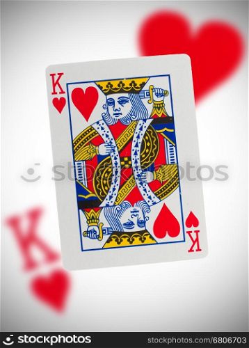 Playing card with a blurry background, king of hearts