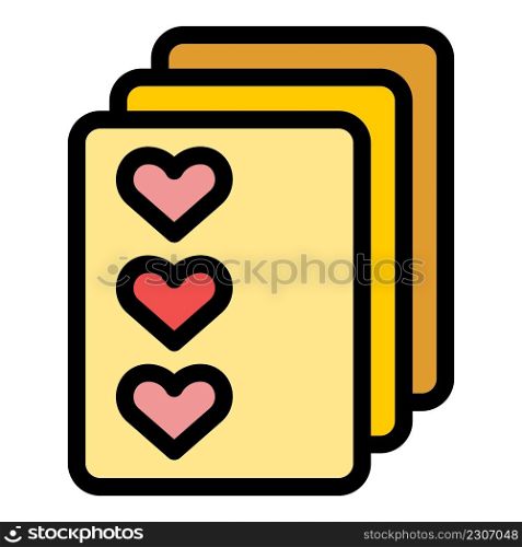 Playing cards icon. Outline playing cards vector icon color flat isolated. Playing cards icon color outline vector