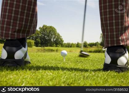 Playing golf