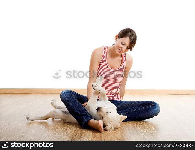 Playing with a puppy