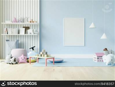 Playroom with dolls and picture frames, 3d style.