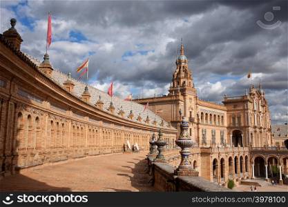 Plaza de Espana (Spain&rsquo;s Square) in Seville, Spain, Andalusia region, Renaissance Revival architectural style.