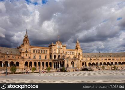 Plaza de Espana (Spain&rsquo;s Square) in Seville, Spain, Andalusia region, Renaissance Revival architectural style.