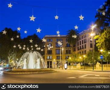 Plaza de la Reina in Mallorca with Christmas decorations