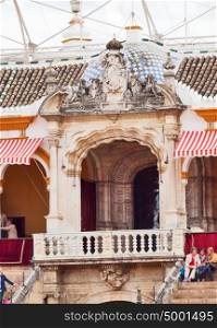 "Plaza de Toros de la Real Maestranza in Seville - The royal balcony ("Palco del principe" in Spanish)"