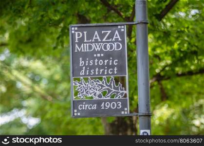 plaza midwood of historic district in charlotte nc sign