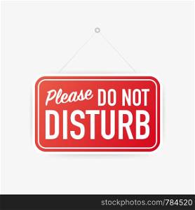 Please do not disturb hanging sign on white background. Sign for door. Vector stock illustration.