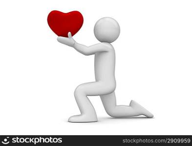 ""Please, take my heart, I love you, baby (love, valentine day series; 3d isolated character)""