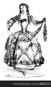 Pleasure costume, vintage engraved illustration. Magasin Pittoresque 1842.