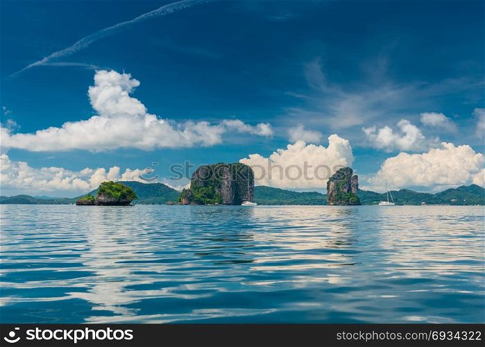 pleasure yachts near the picturesque islands of Thailand, Krabi resort