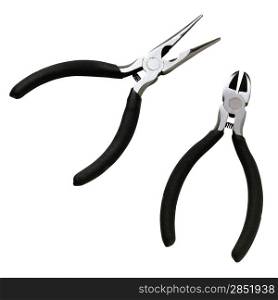 Pliers isolated on a white background in two ways.