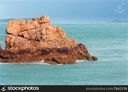 Ploumanach coast spring view (Perros-Guirec, Brittany, France). The Pink Granite Coast.