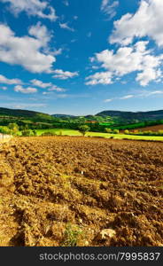 Plowed Fields High Up in the French Alps