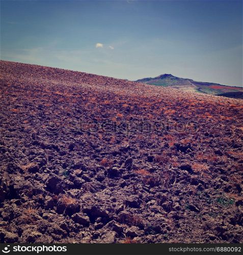 Plowed Fields on the Sloping Hills of Sicily, Instagram Effect
