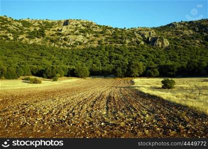 Plowed land and mount near Egirdir lake, Turkey
